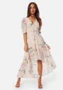 Bubbleroom Occasion High-Low Short Sleeve Dress Dusty pink/Floral 42