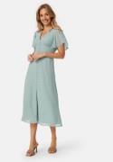 Bubbleroom Occasion Butterfly Sleeve Button Midi Dress Dusty green 42