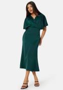 Bubbleroom Occasion Wrap Satin Midi Dress Dark green 42