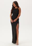 Bubbleroom Occasion Square Neck Slit Maxi Dress Black XS