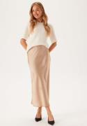 BUBBLEROOM Satin Midi Skirt Light beige XL