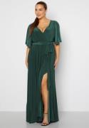 Goddiva Curve Flutter Sleeve Maxi Dress Green 44 (UK16)