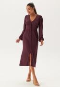 BUBBLEROOM Structure Button Midi Dress Burgundy XS