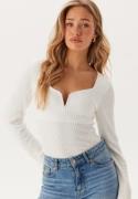 BUBBLEROOM Structured V-Neck Top White M