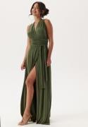 Goddiva Multi Tie Maxi Dress Split Olive M (UK12)