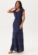 Happy Holly Jersey Broderie Anglaise Maxi Dress Dark blue 32/34