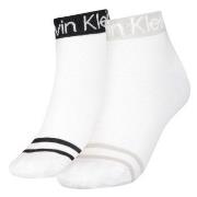Calvin Klein Strumpor 2P Logo Welt Quarter Socks Vit One Size Dam