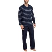 Schiesser Day and Night Long Stripe Pyjama 3XL-5XL Mörkblå bomull 4XL ...