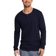 Schiesser Mix and Relax Long Sleeve Shirt Button Mörkblå bomull X-Larg...