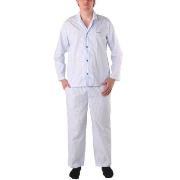 BOSS Cotton Stripe Long Pyjama Blå/Vit bomull X-Large Herr