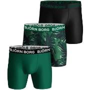 Björn Borg Kalsonger 3P Performance Boxer 1729 Svart/Grön polyester Me...