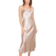 Lady Avenue Pure Silk Long Nightgown With Lace Pärlvit silke Medium Da...