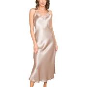 Lady Avenue Pure Silk Long Nightgown With Lace Pärlvit silke Large Dam