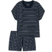 Schiesser Just Stripes Short Pyjamas Marin bomull 46 Dam