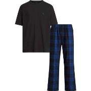 Calvin Klein Pure Flannel Short Sleeve Pyjamas Svart/Blå bomull Large ...