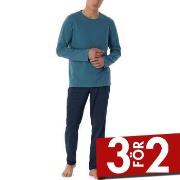 Schiesser Casual Essentials Pyjamas Marin/Blå bomull 48 Herr