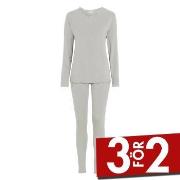 Damella Bamboo Plain Long Pyjamas Set Grå Bambu X-Large Dam