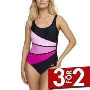 Damella Laura Chlorine Resistant Swimsuit Svart/Rosa 36 Dam