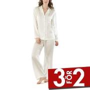 Damella Woven Silk Plain Pyjamas Set Elfenben silke Medium Dam