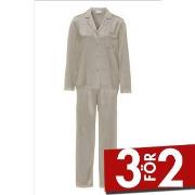 Damella Woven Silk Plain Pyjamas Set Nougat silke Large Dam
