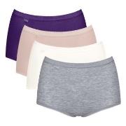 Sloggi Trosor 4P Basic Plus Maxi Panty Rosa/Lila bomull 42 Dam