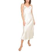 Lady Avenue Pure Silk Long Nightgown With Lace Benvit silke X-Large Da...