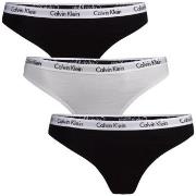 Calvin Klein Trosor 9P Carousel Thongs Svart/Vit bomull Small Dam