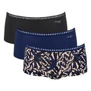 Sloggi Trosor 3P GO Crush Hipster Shorts Svart/Blå bomull Large Dam