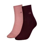 Calvin Klein Strumpor 2P Short Sock Roll Top Svart/Rosa Strl 39/42 Dam