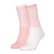 Calvin Klein Strumpor 2P Glossy Rib Crew Socks Vit/Rosa Strl 35/38 Dam