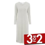 Damella Bamboo Plain Long Sleeve Nightdress Grå Bambu X-Large Dam