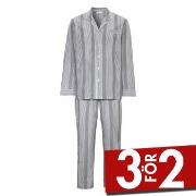 Damella Carl Long Sleeve Pyjamas Grårandig bomull X-Large Dam