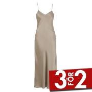 Damella Long Silk Nightdress Nougat silke Medium Dam