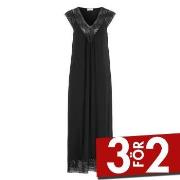 Damella Long Viscose Plain Sleeveless Nightdress Svart viskos Large Da...