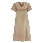 Damella Woven Silk Plain Nightdress Nougat silke Medium Dam