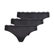 Calvin Klein Trosor 3P Lace Thongs Svart polyamid X-Large Dam