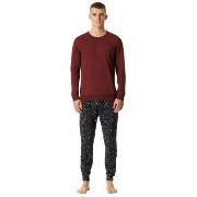 Schiesser Family Long Pyjamas Cuffs Röd bomull XX-Large Herr