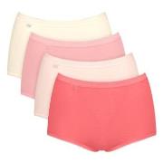 Sloggi Trosor 4P Basic Plus Maxi Panty Röd/Rosa bomull 52 Dam
