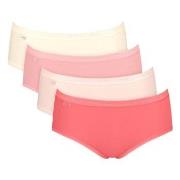 Sloggi Trosor 4P Basic Plus Midi Color Röd/Rosa bomull 38 Dam