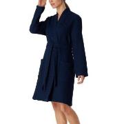 Schiesser Essentials Waffle Bathrobe Mörkblå bomull Small Dam