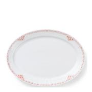 Royal Copenhagen -  Lace Tallrik Oval 28 cm Korall/Vit