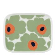 Marimekko - Oiva Unikko fat rektangulärt 15x12 cm vit/salvia/orange/mö...