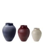 Knabstrup Keramik - Ripple minivaser 11 cm 3-pack berry/sand/dark blue