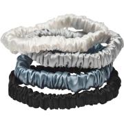 Lenoites Mulberry Silk Skinny Scrunchies White/Light Grey/Blue/Black -...