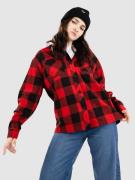 Empyre Akrin Oversized Plaid Flannel Skjorta red