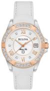 Bulova Damklocka 98R233 Vit/Läder Ø32 mm