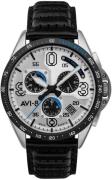 AVI-8 Herrklocka AV-4077-01 P-51 Mustang Silverfärgad/Läder Ø43 mm