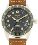 Longines Herrklocka L3.812.4.63.2 Spirit Zulu Time Svart/Läder Ø42