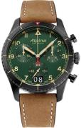 Alpina Herrklocka AL-372GR4FBS26 Startimer Grön/Läder Ø41 mm