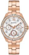 Bulova Damklocka 98N108 Crystal Vit/Roséguldstonat stål Ø35 mm